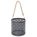 Floristik24 Porte-bougie chauffe-plat en métal, lanterne décorative avec poignée, anthracite, Ø16cm, 2 pièces