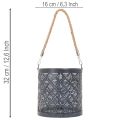 Porte-bougie chauffe-plat en métal, lanterne décorative avec poignée, anthracite, Ø16cm, 2 pièces | Floristik24.be