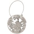 Floristik24 Lanterne décorative suspendue Windlight en métal gris Ø14cm H13cm
