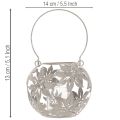 Lanterne décorative suspendue Windlight en métal gris Ø14cm H13cm | Floristik24.be