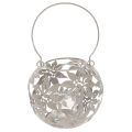 Lanterne décorative suspendue Windlight en métal gris Ø14cm H13cm | Floristik24.be
