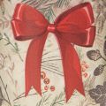 Photophore en verre décoré de branches de Noël et d'un ruban rouge, 8 cm, lot de 2 | Floristik24.be
