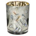 Floristik24 Bougeoir à motifs d'oiseaux, style hivernal, finition brillante, 12 cm