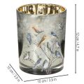 Bougeoir à motifs d'oiseaux, style hivernal, finition brillante, 12 cm | Floristik24.be