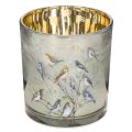 Floristik24 Porte-bougie chauffe-plat en verre avec motif d'oiseau et de flocon de neige, 8 cm, lot de 2