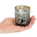 Porte-bougie chauffe-plat en verre avec motif d'oiseau et de flocon de neige, 8 cm, lot de 2 | Floristik24.be