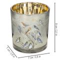 Porte-bougie chauffe-plat en verre avec motif d'oiseau et de flocon de neige, 8 cm, lot de 2 | Floristik24.be