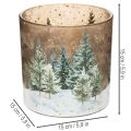 Porte-bougie chauffe-plat en verre, motif forêt de sapins, décoration hivernale, 15 cm | Floristik24.be