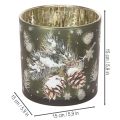 Porte-bougie chauffe-plat en verre orné de pommes de pin et de flocons de neige, 15 cm | Floristik24.be