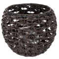 Floristik24 Porte-bougie chauffe-plat tressé, noir et marron, décoration estivale, Ø 31 cm H 25 cm