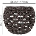 Porte-bougie chauffe-plat tressé, noir et marron, décoration estivale, Ø 31 cm H 25 cm | Floristik24.be