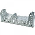 Rangée de maisons, décoration lumineuse en métal, décoration de l'Avent, lanterne argentée L52cm H20cm | Floristik24.be