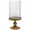 Floristik24 Lanterne en verre sur socle en bois verre décoratif aspect antique Ø22cm H45cm