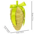 Pommes de pin décoratives à suspendre, pommes de pin floquées avec ruban et nœud, 18 cm, lot de 3 | Floristik24.be