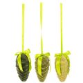Pommes de pin décoratives à suspendre, pommes de pin floquées avec ruban et nœud, 18 cm, lot de 3 | Floristik24.be