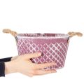 Bol en zinc, forme losange, anses en corde, finition violet/blanc, Ø 24,5 cm H 14 cm | Floristik24.be