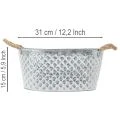 Grand bol ovale en zinc, 31 cm x 20 cm, H 15 cm | Floristik24.be
