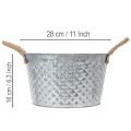 Bol rond en zinc avec anses en corde Ø28cm H16cm | Floristik24.be