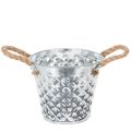 Floristik24 Pot en zinc avec anses en corde Ø14,5 cm H13 cm