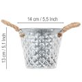 Pot en zinc avec anses en corde Ø14,5 cm H13 cm | Floristik24.be