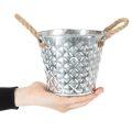 Pot en zinc avec anses en corde Ø14,5 cm H13 cm | Floristik24.be