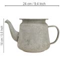 Théière décorative en métal, style vintage, grise, 24×14×14cm, style shabby chic rétro | Floristik24.be