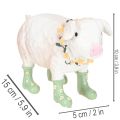 Cochon décoratif avec bottes en caoutchouc – Figurine de ferme amusante avec couronne de fleurs 15,5 cm | Floristik24.be