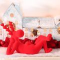 Figurine décorative de renne rouge couché, design moderne, 24 cm, lot de 2 | Floristik24.be