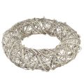 Couronne décorative bois décoration rotin blanc naturel Ø40cm H9,5cm | Floristik24.be