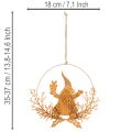 Bague décorative de Noël, renne dans une bague, Père Noël avec un cadeau, décoration en métal, finition rouillée, Ø 18 cm, lot de 2 | Floristik24.be