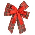 Floristik24 Nœud décoratif de Noël, nœud cadeau, extérieur, à carreaux rouges, 6 cm de large, 20 × 29 cm, 2 pièces