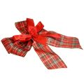 Nœud décoratif de Noël, nœud cadeau, extérieur, à carreaux rouges, 6 cm de large, 20 × 29 cm, 2 pièces | Floristik24.be