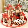 Maison décorative en céramique avec toit rouge, maison lumineuse, 15 cm, lot de 2 | Floristik24.be