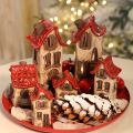 Ensemble de décorations en céramique représentant de petites maisons à toit rouge de 8 cm (2 pièces). | Floristik24.be