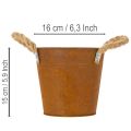 Pot en métal avec anses, pot à herbes, décor rouille Ø16,5 cm H15 cm | Floristik24.be