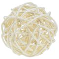 Floristik24 Boules décoratives en rotin blanchi, rotin couleur crème, Ø5 cm, lot de 24.