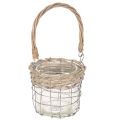 Floristik24 Lanterne décorative suspendue, métal, verre, osier, Ø13 cm H12 cm, 2 pièces