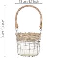 Lanterne décorative suspendue, métal, verre, osier, Ø13 cm H12 cm, 2 pièces | Floristik24.be