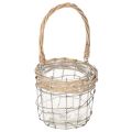 Floristik24 Lanterne suspendue, verre, métal, osier, Ø14,5 cm, 2 pièces