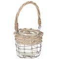 Floristik24 Porte-bougie chauffe-plat, verre, métal, osier, Ø10,5 cm, lot de 3